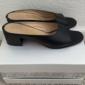 Ferragamo Black Slides. Size 8